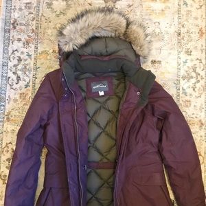 Eddie Bauer Goose Down Maroon Winter Coat Size M